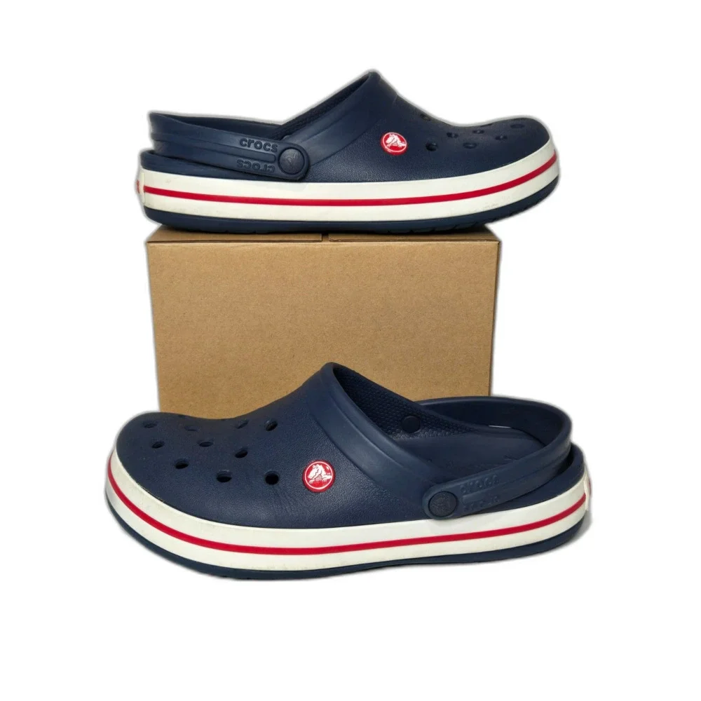 Crocs Crocband Navy Blue Red White Clogs | Unisex Men's 7 Women's 9